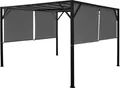 Pergola Baia, Garten Pavillon Terrassenüberdachung, stabiles 6cm-Stahl-Gestell + Schiebedach grau 3x3m