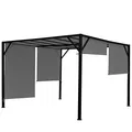 Pergola Baia, Garten Pavillon Terrassenüberdachung, stabiles 6cm-Stahl-Gestell + Schiebedach grau - 3x3m