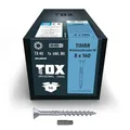 TOX Holzbauschrauben TIMBR SK 8,0 x 160 mm, blau verzinkt mit Senkkopf, TX40, Schrauben für leichtes Eindrehen und bündige Montagen im Holzbau, 50 Stück im Karton, inkl. 1x Bit, 1120404180160