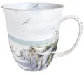 Porzellan-Tasse "Beach Cabin" maritim Strand-Haus 0,4L Kaffee-Becher*Bone China