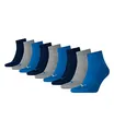 PUMA 9 Paar Unisex Quarter Socken Sneaker Gr. 35-49 für Damen Herren Füßlinge, Farbe:277 - blue/grey mélange, Socken & Strümpfe:35-38