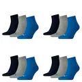 PUMA 12 Paar Unisex Quarter Socken Sneaker Gr. 35-49 für Damen Herren Füßlinge, Farbe:277 - blue/grey mélange, Socken & Strümpfe:35-38