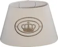 Lampenschirm für Tischleuchte in Oval Leinen Beige gestickte Krone in Braun Wandleuchte Nachttischlampe