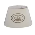 Dirk Davids Leuchten GmbH Lampenschirm für Tischleuchte in Oval Leinen Beige gestickte Krone in Braun Wandleuchte Nachttischlampe