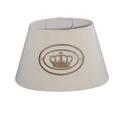 Dirk Davids Leuchten GmbH Lampenschirm Lampenschirm in Oval Leinen Beige gestickte Krone in Braun 25-15-16cm, Gestickte Krone in Braun