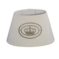Lampenschirm für Tischleuchte in Oval Leinen Beige gestickte Krone in Braun W...