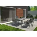 KETTLER Granada Garten-Essgruppe, silber/anthrazit, Alu, Tisch 160x90, 4 Stapelsessel