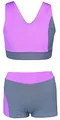 Aquarti Mädchen Badeanzug – Sport Badeanzug Mädchen Zweiteilig mit Racerback und Badehose, Farbe: Grau/Lila, Größe: 140