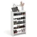 KOMTO Schuhregal Schmal - Schuhablage Flur mit 5 Ebenen Offener Schuhschrank Schuh Organizer Platzsparend | Elexis Weiß 60 x 25 x 98 cm