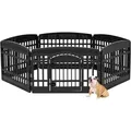 Iris Ohyama Welpenauslauf Mit 6 Paneelen, H60cm, Schwarz, Mit Abschließbarer Tür, Katzengehege, Hundebox, Für Outdoor, Indoor, Welpenlaufstall, Hundezaun, Welpenzaun, Laufstall Hund, Ci-606e