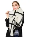 Alleza Damen Schal XXL Schultertuch karierter Deckenschal Halstuch Karo Scarf kuschelig mit Fransen übergroßer 190 * 85cm