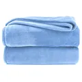 heimtexland Kuscheldecke flauschig Flanell Wohndecke warm Oekotex Tagesdecke Überwurf Sofadecke fusselfrei Fleecedecke Super Soft XL Decke 150x200 cm Typ380 Pastell hellblau