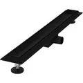 LuxeBath Duschrinne 70cm 2in1 Befliesbar Extra Flach Edelstahl Schwarz