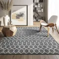 SANAT Boho Teppich – Moderner Teppich im Boho Stil, Geeignet für Wohnzimmer, Schlafzimmer, Flur, Esszimmer und Kinderzimmer – Ethno Grau, Größe: 160 x 230 cm