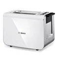 Bosch Toaster Styline TAT8611N, integrierter Brötchenaufsatz, Liftfunktion, Auftaufunktion, Abschaltautomatik, Brotzentrierung, 800 W, Edelstahl/weiß