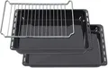 ICQN Backblech & Gitter Set 445 × 375 × 25 & 50 mm, Kompatibel mit Bauknecht, Indesit, Whirlpool-Gruppe & Algor, Emaillierte Backbleche & Verchromtes Gitter für Backofen & Herd
