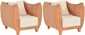 Krines Home Relaxsessel Set/2 Rattan-Sessel Clubsessel Wohnzimmersessel Lounge Rattansessel (2-St., 2x Sessel), Geschwungene, breite Armlehnen