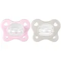 Chicco Dual Soft, Silikonschnuller 2-6 Monate, zweifarbig, Set aus zwei weichen Schnullern, unterstützt die Atmung und fördert die richtige Entwicklung des Mundes, 2 Stück, Baby Girl