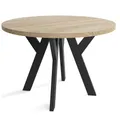 SeproMeble Runder Esszimmertisch LOFT, ausziehbarer Tisch Durchmesser: 90 cm bis 190 cm, Wohnzimmertisch Farbe: Sonoma, mit Holzbeinen in Farbe Schwarz