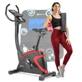 Hop-Sport Heimtrainer Fahrrad Host - Ergometer mit App-Steuerung, 12 Trainingsprogrammen & 16 computergesteuerten Widerstandsstufen, Pulsmessung - leises Fitnessbike mit Flaschenhalter für Zuhause Rot