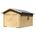 KARIBU Blockgarage "Blockbohlengarage", BxT: 297 x 447 cm (Außenmaße), Massivholz - braun