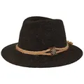 Breiter Original Herren Trachtenhut, Filzhut, Wanderhut Tiroler-Art, 100% Wolle, Hanfkordel, Edelweiß & schmaler Krempe Grau 57