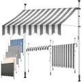 KESSER Klemmmarkise mit Handkurbel für Terrasse, Balkon & Garten UV-beständig, höhenverstellbar und wasserabweisend grau|weiß 350 cm