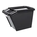 Plast Team ProBox Recycle Aufbewahrungsbox mit Deckel/Kisten mit Deckel QR-Code schwarz (58L)
