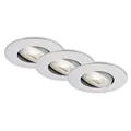 BRILONER Leuchten - LED Einbauleuchten, 3er Set, Deckenlampen dimmbar, LED-Modul schwenkbar, je 5 Watt, je 460 Lumen, 3.000 Kelvin, IP23, Chrom-Matt, 90x24mm (DxH), 7048-034