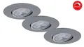 Briloner 3er Set LED Einbauleuchte Nava chrom-matt Ø 9 cm warmweiß dimmbar