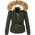 Navahoo Damen Winterjacke Pearl – Kurz-Parka mit Teddyfell & Abnehmbarem Kunstfellkragen