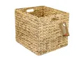 HMF Aufbewahrungskorb für DIN A4 Hängeregister passend für KALLAX Regal, Korb geflochten aus Wasserhyazinthe mit Griffen, 33 x 38 x 32 cm, Natur