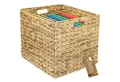 HMF Hängeregistraturbox Aufbewahrungskorb für DIN A4 Hängeregister passend für KALLAX, Korb, geflochten aus Wasserhyazinthe mit Griffen, 33 x 38 x 32 cm, Natur