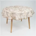 laro Tischdecke 140cm rund Wachstuchtischdecke Saum-Eingefasst Marmor Weiß Beige Braun bunt