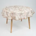 laro 140cm runde Wachstuch Tischdecke abwaschbar Wachstuchtischdecke mit Saum-Eingefasst-Paspelband, Muster:Marmor Weiß Beige Braun, Größe: Rund 140cm