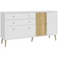 FORTE Sideboard Harllson Dekor Weiß, Braun Weiß / Eiche