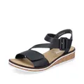 Rieker Damen Klassische Sandalen V3660, Frauen Sandalen,Sommerschuhe,Freizeitschuhe,offene Schuhe,Strandschuhe,schwarz (02),36 EU / 3.5 UK