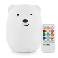 Tianhaixing Nachtlicht Kinder, Baby Nachtlicht Bär mit Fernbedienung und Farbwechsel LED Kinderzimmerlampe mit Interner Wiederaufladbarer Akuu Hergestellt aus BPA-freiem Silikon