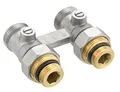 Hahnblock für Ventil-Heizkörper, selbstdichtend, absperrbar, 1/2 Zoll x 3/4 Zoll AG, Durchgangsform