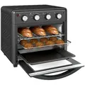 HOMCOM Minibackofen mit Umluft 30L Mini Ofen mit Backblech Grillrost Krümelblech - Schwarz
