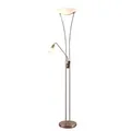 Lindby Stehlampe, Deckenfluter verstellbarer Lesearm Standleuchte Glas Metall 2x E27 max. 15W und 1x E14 10W ohne Leuchtmittel Standlampe