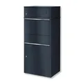 Metzler Briefkasten und Paketbox, Postbox rostfrei und massiv, Paketbriefkasten XXL, Standbriefkasten modern, RAL7016 Anthrazitgrau matt, mit Zylinderschloss, Modell Bispo