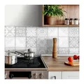 K&L Wall Art Fliesenaufkleber Klebefliese Sticker selbstklebend Ornamente Beton Stein 12Stk grau 20 cm x 20 cm