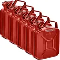 BW® Benzinkanister Metall 5x 5 Liter - Kraftstoffkanister Rot - RAL 3000 - TÜV-geprüft und UN-Zulassung - 0,8mm Stahl nach DIN 7274 für Benzin Diesel E10 2-Takt - Made in Europe