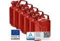 BW Benzinkanister Metall Kraftstoffkanister 5x 5 Liter - Rot - RAL 3000 (nach NATO Standard, Made in Europe), TÜV-geprüft und UN-Zulassung