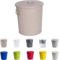 Jinfa Metall Mülleimer mit Deckel und Tragegriffen - für gelben Sack,Pfandbehälter,Kamin Ascheeimer,Futtertonne,Pelletbehälter | Beige | 62L