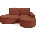 BETTSO FLOW Ecksofa mit abgerundeten Seiten mit Kissen rot in Curio Stoff Rechts - Rot