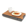 Bosign Kissentablett - Mini Laptray Antislip. Holz. Teak. Salz & Pfeffer Grau - 43x23x6,5 cm