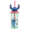 Stor Disney Stitch 3D-Plastikbecher für Kinder, BPA-frei, mit 3D-Kopfkappe und Strohhalm, waschbar und wiederverwendbar