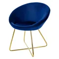 ML-Design Esszimmerstuhl aus Samt, Blau, Wohnzimmerstuhl mit runder Rückenlehne, Polsterstuhl mit goldene Metallbeine, Ergonomische Sessel für Esstisch, Küchenstuhl Schalenstuhl Schminktisch Stuhl